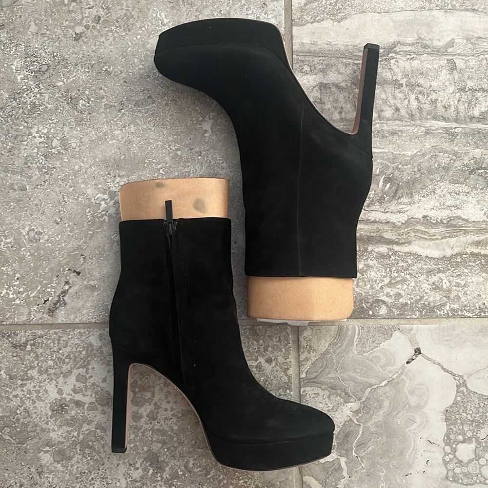 Veronica Beard Dali Suede Platform Ankle Boots, Black, New, Size 9 - Picture 9 of 16